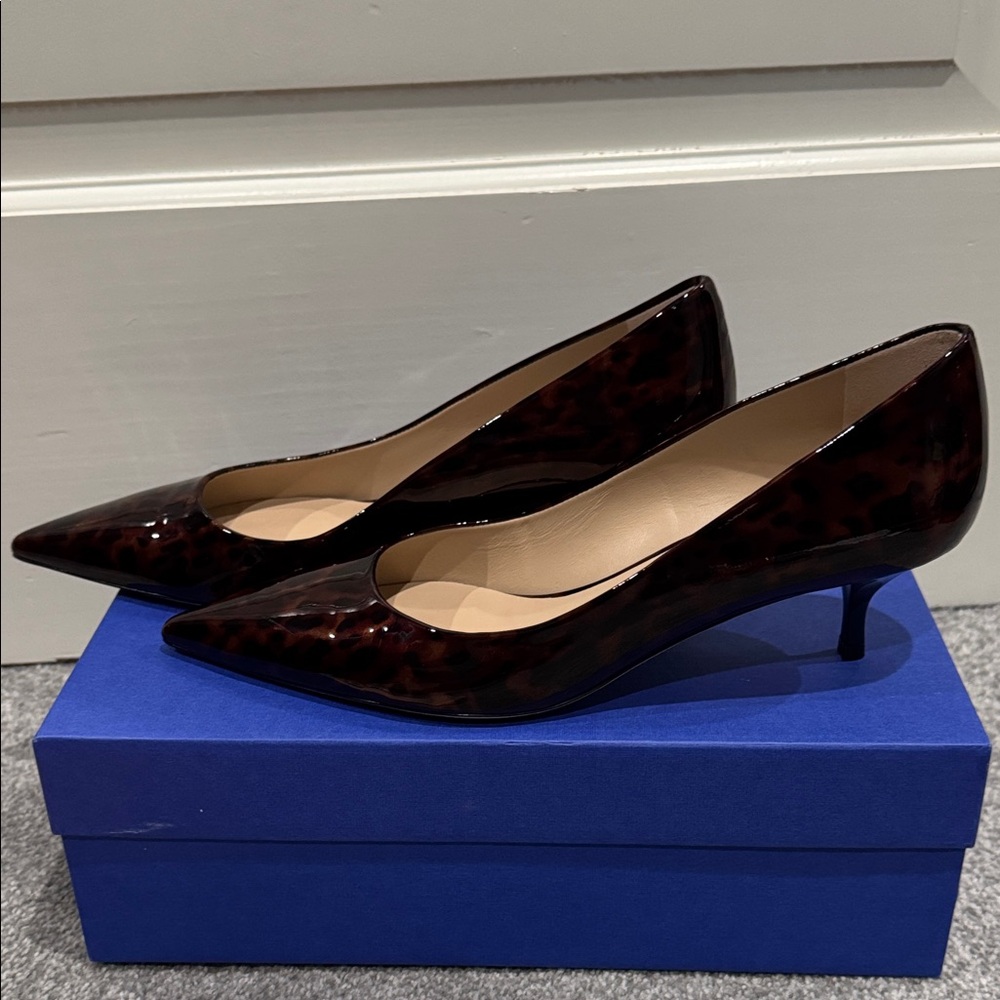 Stuart Weitzman “Stuart Power 50” Patent Pumps Brown in tortoise-print leather - Picture 3 of 8